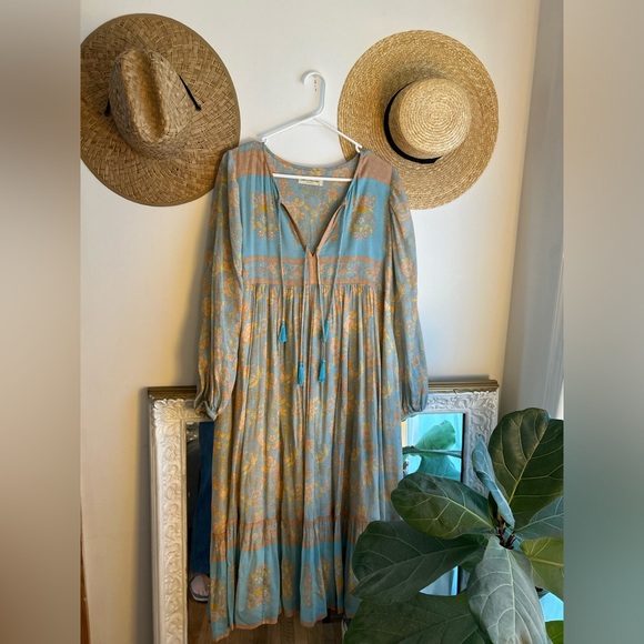 Spell Juniper Boho Midi Dress Eggshell Blue size medium - Picture 8 of 9